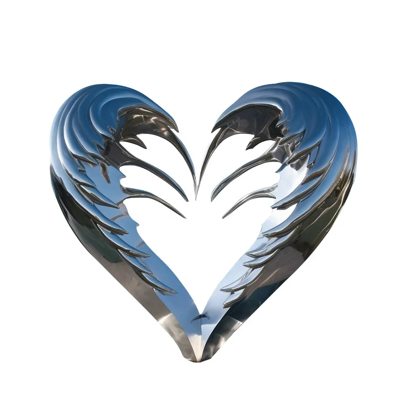 Outdoor landscape sculpture heart-shaped stainless steel metal sculpture beach community garden decoration modern abstract art