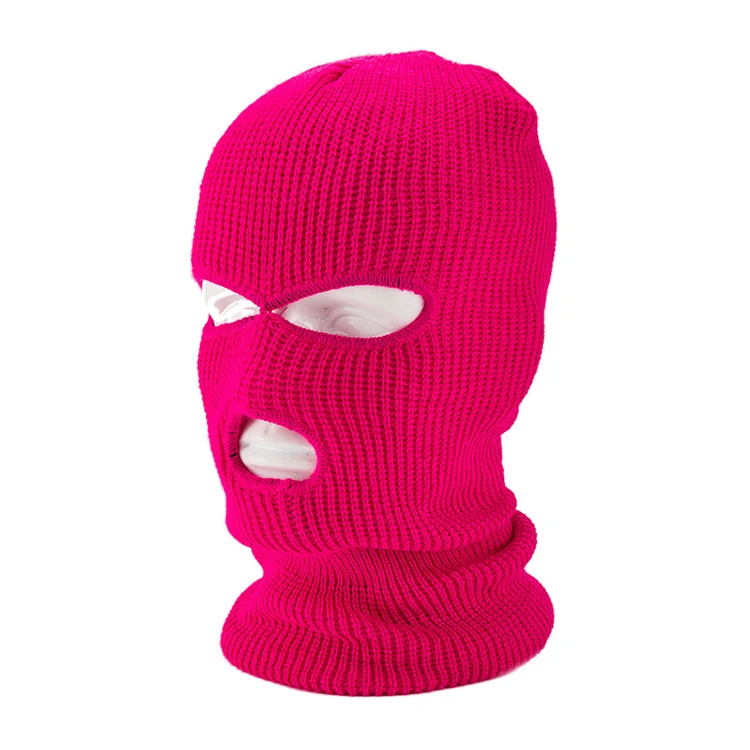 Wholesale Winter Knitted Colored 100% Acrylic Three 3 Holes Ski Mask