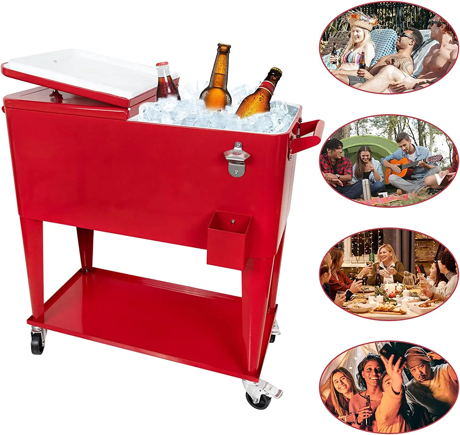 80 Quart Outdoor Mental Waterproof Ice Chest Cooler Box With Wheels Picnic Cooler Bag Reusable Ice Cooler Bag