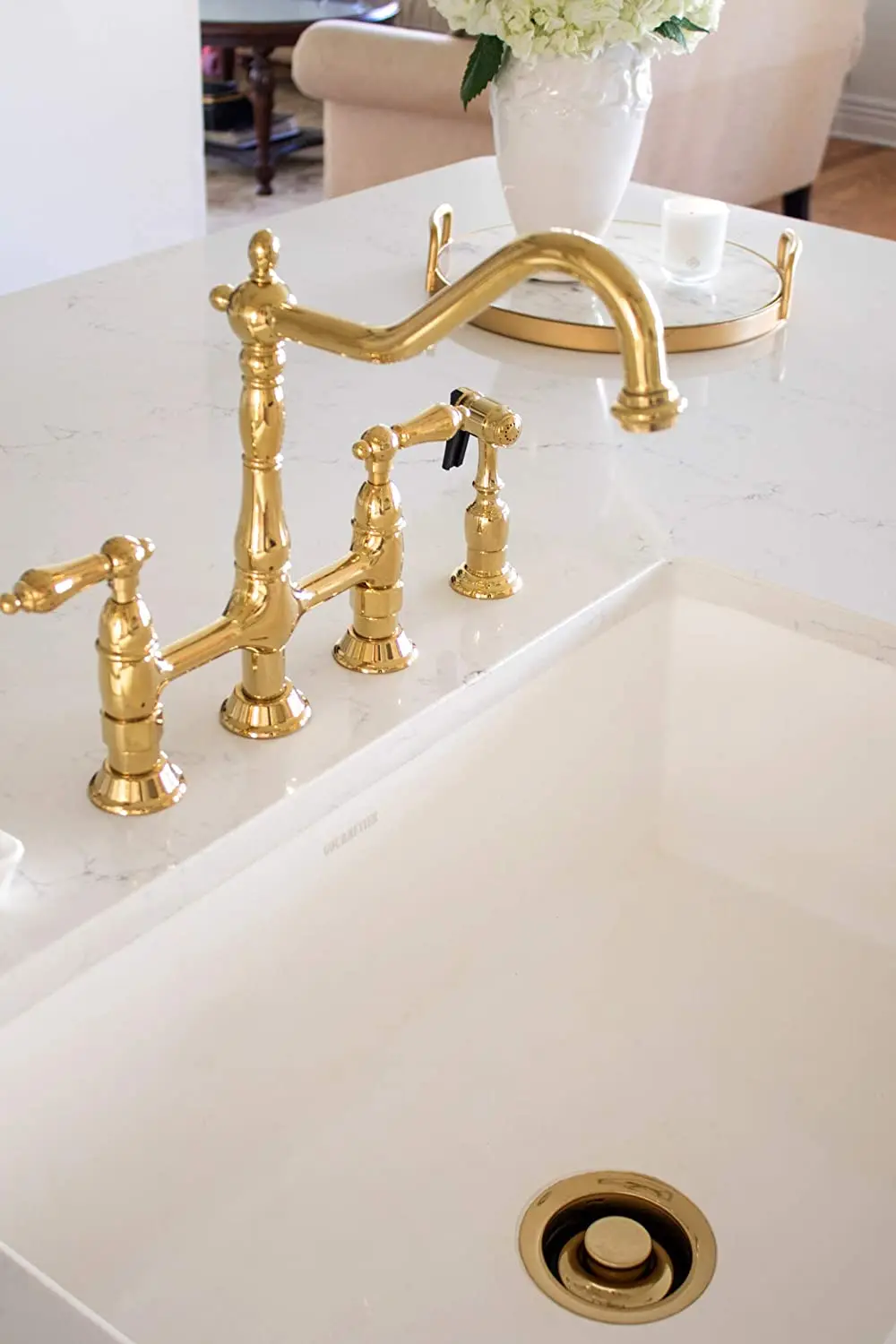 Faucet Gold for Kitchen Vintage Brass Modern Contemporary Kitchen 3 Way Tap Brushed Gold Water Filter System for Kitchen 5 Years