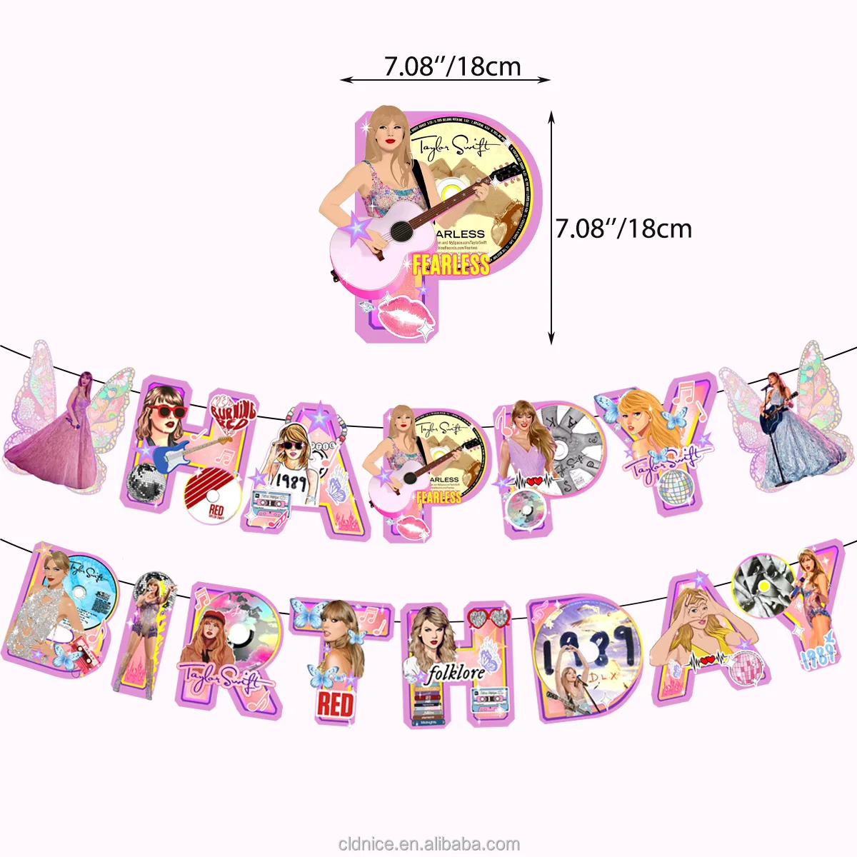 Nice Taylor-Swlft Birthday Party Decoration Balloon Banner Cake Topper Birthday Photoshop Backdrop Singer Party Supplies