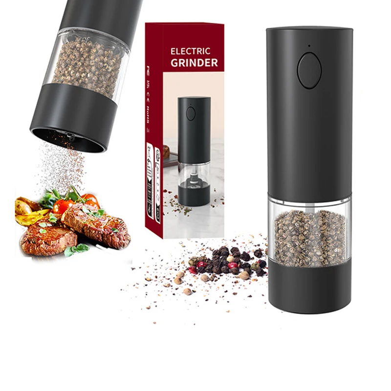 Rayshine 2Pack One Hand Operated Adjustable Coarseness Electric Salt and Pepper Grinder Set for Home Cook Housewarming Gift