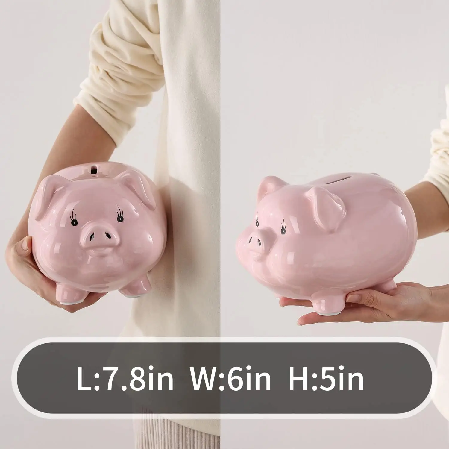 Ceramic Piggy Bank for kid & adult Real Money Box for Cash Gift,Safe for Cash Saving
