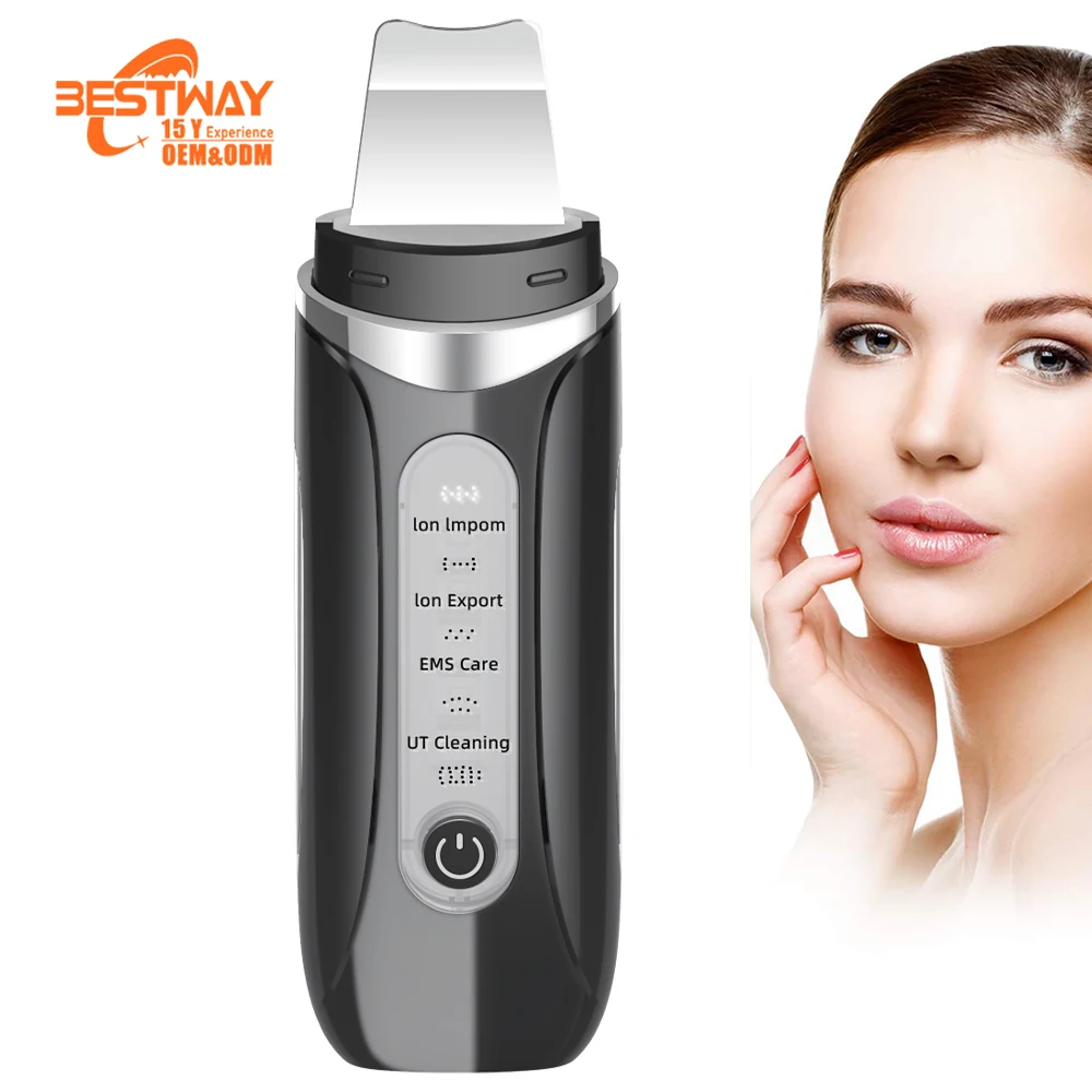 Beauty Care Facial Deep Cleansing Electric Portable Metal Pore Ultrasonic Waterproof Skin Scrubber