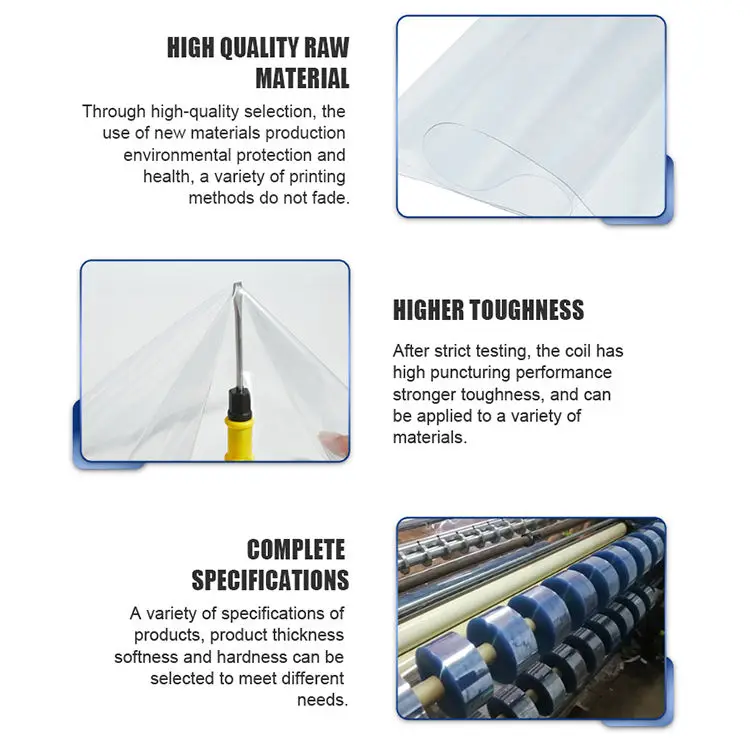 Cold crack resistant fire resistant excellent transparency crystal clear PVC plastic sheeting soft flexible super clear PVC film
