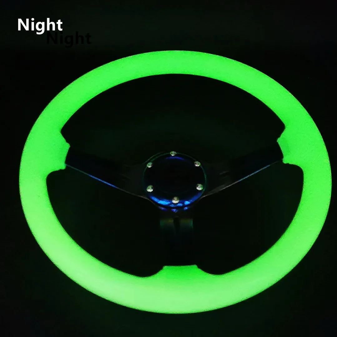 Universal 14inch 350mm Jdm Deep Dish  Luminous Neo Chrome Rainbow Neo Spoke Fluorescence Acrylic Crystal Steering Wheel