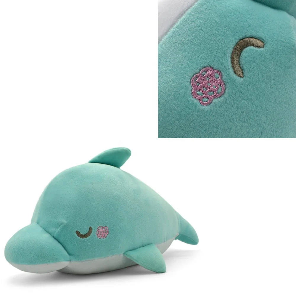 Custom good quality pink& sky blue stuffed dolphin plush pillow fluffy soft cute sea animal dolphins toy
