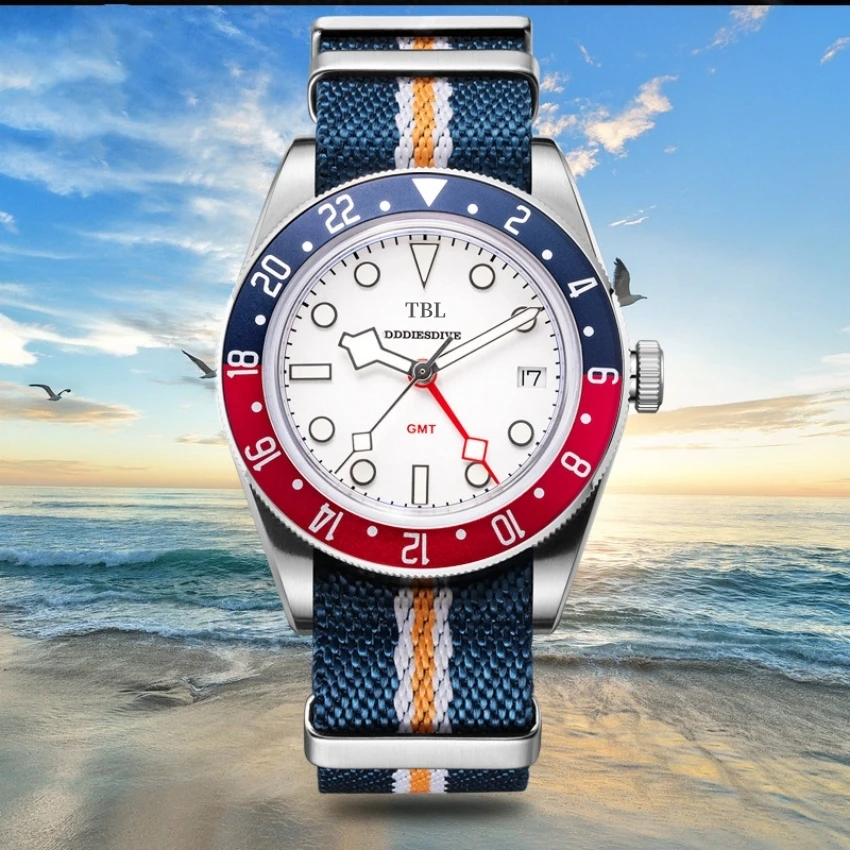 OEM factory hot sale 316L stainless steel 515-24 quartz movement top brand luxury luminous diving 50M GMT watch