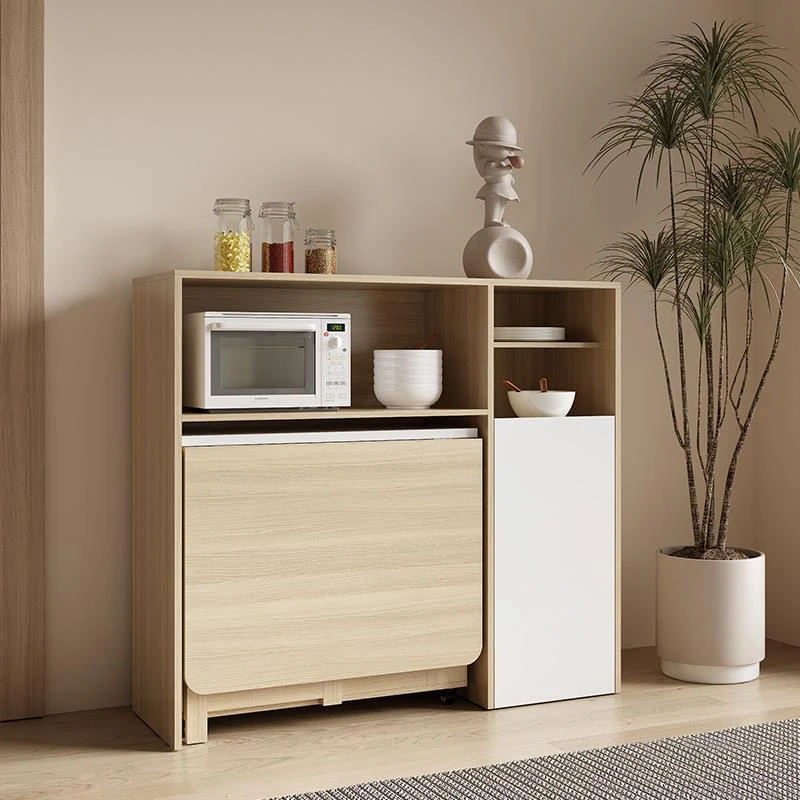 Combination wooden furniture Movable wooden folding dining table and chair Space saving wooden folding dining table