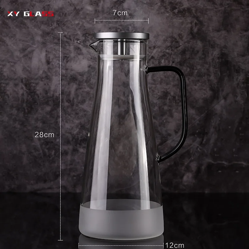 customization logo with infuser lid cooking thermo proof glass pitcher