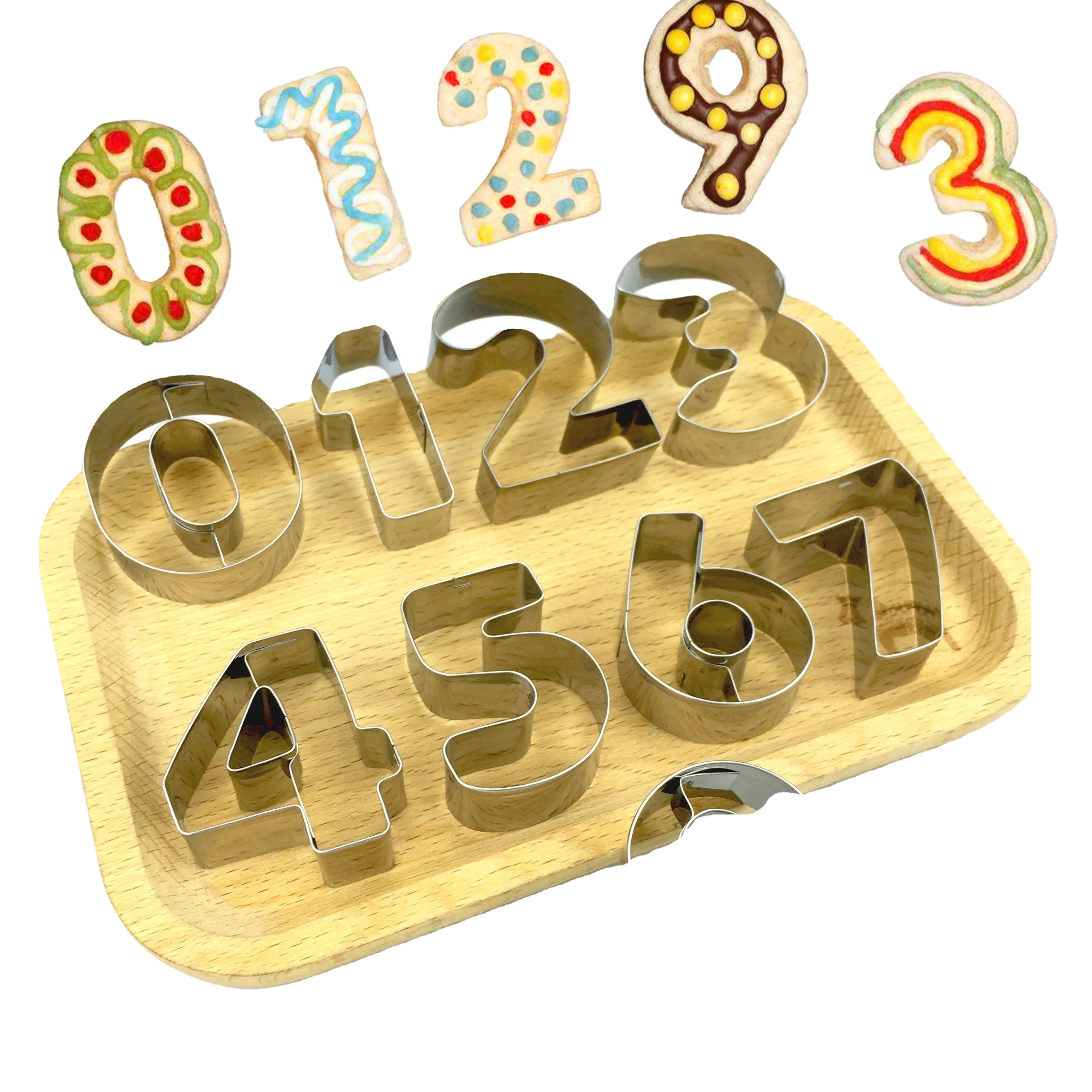 
Stainless Steel Kids Baking Set Numbers Cookie Cutter set , 0-9 Number Shaped Cake Mold Digital Cake Mold 