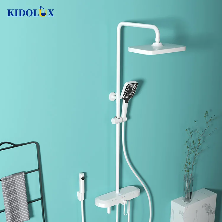 New Fashion White High Quality Nordic Rain Modern Luxury Mixer Waterfall Thermostatic Bath Room Bathroom Shower Set System