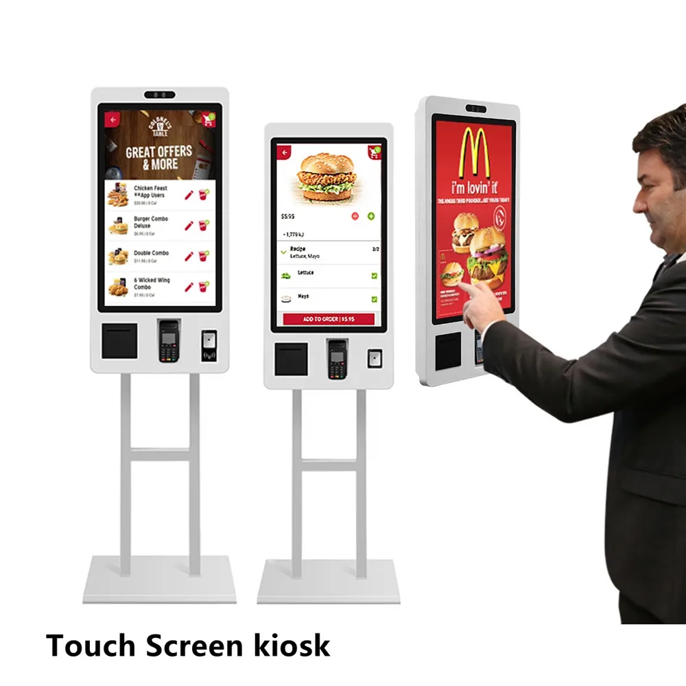 24 дюйма 27 дюймов 32 self touch android pos киоск самообслуживания машина с подставкой