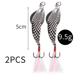 LUSHAZER 2pcs/lot 2 colors pesca lure hard spinner lures metal lure fishing spoon