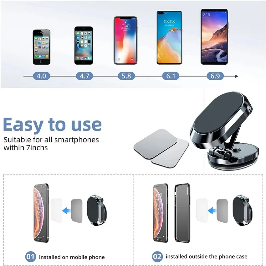 2023 Magnetic Car Phone Holder Magnet Smartphone Mobile Stand Cell GPS Support For iPhone 13 12 XR Xiaomi Mi Huawei Samsung LG