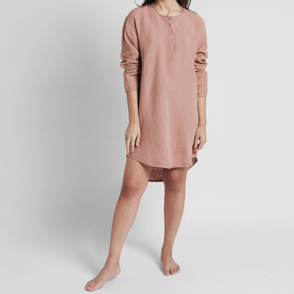 Wash pure linen women sleepwear lounge pajama sets 2 piece 100% pure french flax linen wear nightgown