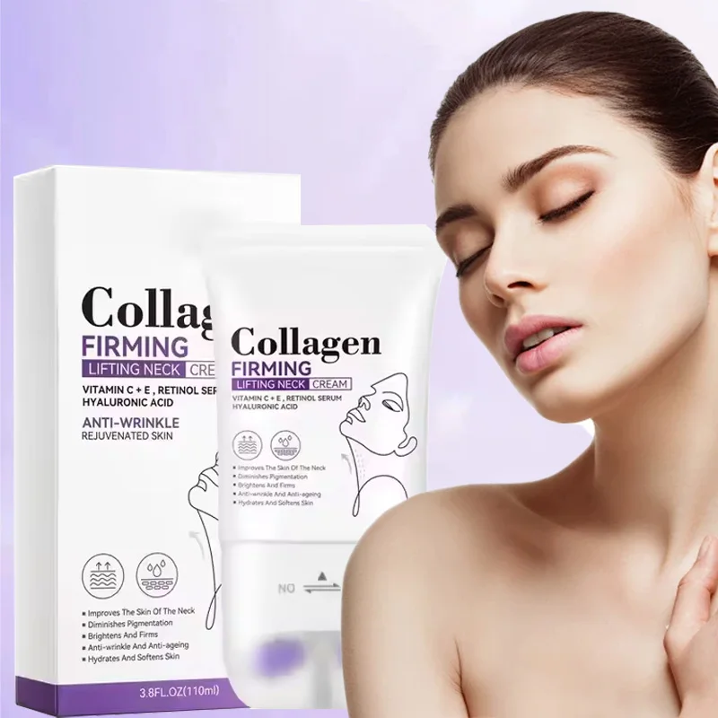 R Hot Selling Collagen Neck Cream With Roller Moisturizing Lifting And Firming Skin Improving Sagging Neck Skin And Fine Lines