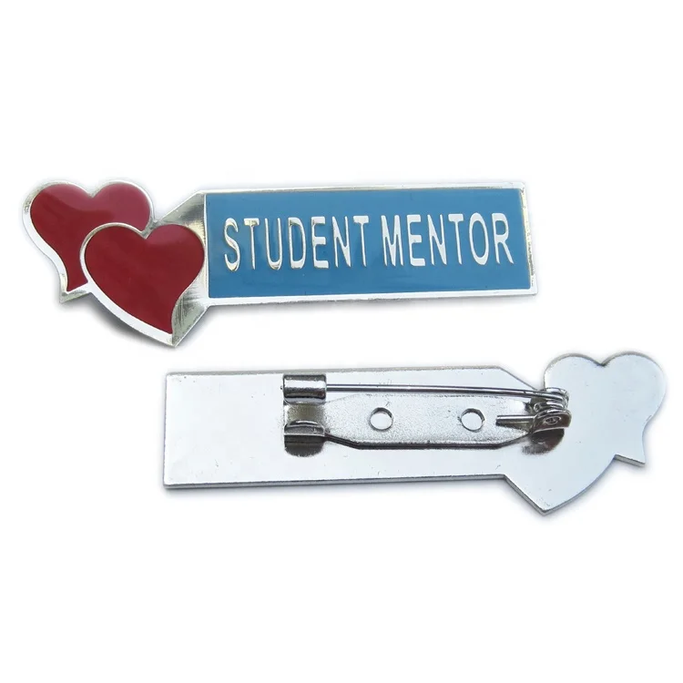 Customized school Soft Enamel with epoxy pin brooch  Nameplate handmade hotel staff metal name badge for shirt