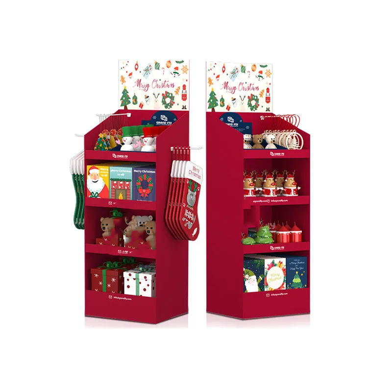 Оптовая продажа картонная свободно стоящая FSDU гофрированная поп-бумага пищевая Рождественская выставочная стойка напольная