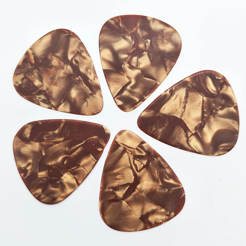 Blank or Custom Logo Celluloid Guitar Picks MOQ 500pcs thickness Pearl Brown Plectrums 0.46mm/0.71mm/0.96mm Gauge
