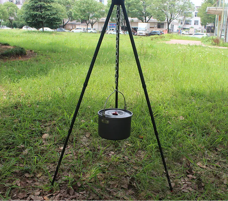Outdoor Picnic Camping Bracket Portable Lightweight Hanging Pot Bracket Tripod Hanger With Campfire Rack Camping Supplies