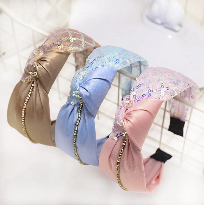 Japan and South Korea simple joker super flash drill sequins hair card color cloth art knot headband