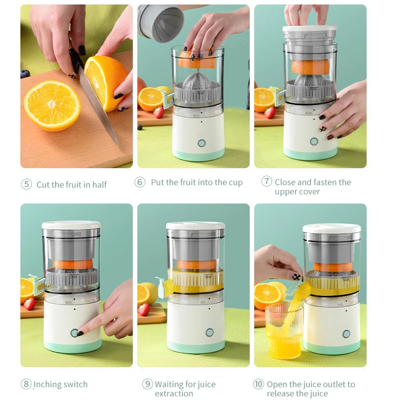 Citrus Juicer Machines Rechargeable Portable Juicer with USB and Blender for Orange, Lemon, Grapefruit Fruit extractor machine