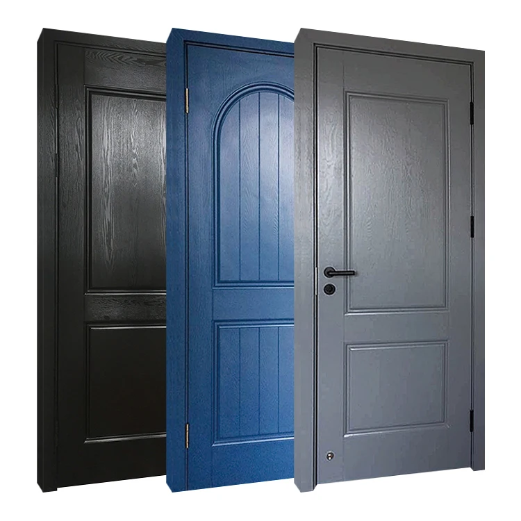 PVC wooden door, suitable for residential interior design accessories handle wooden door, swing wooden door set waterproof