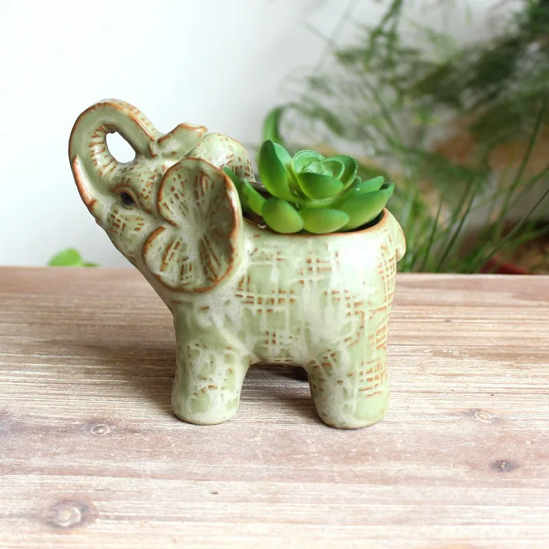 Ceramic glazed fleshy flowerpot Animal elephant fleshy plant Pottery small flowerpot fleshy flowerpot