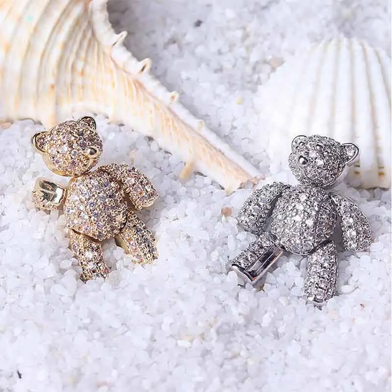 Fashion Style Zircon Bear Charms Nail Art Decoration Girls Self Adhesive Nail Art