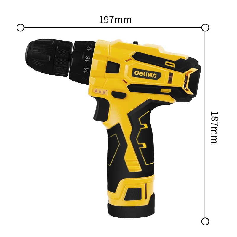 Deli Tools 12V  Lithium Battery Charger Power Cordless Electric Screwdriver Drill