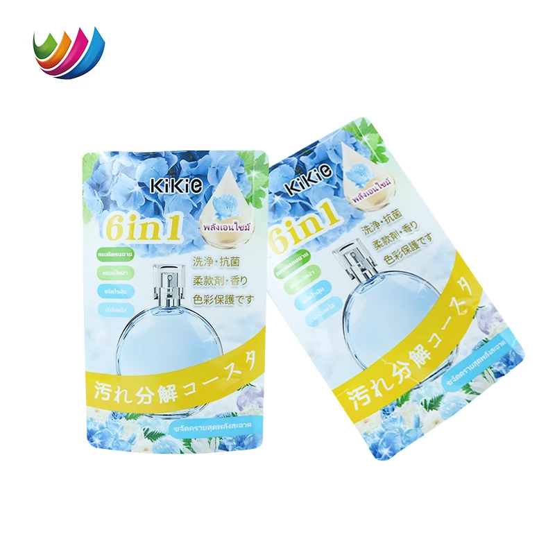Custom Printed Plastic Detergents Stand Up Fabric Softener Laundry Detergent Laundry Care Solution Package Bag