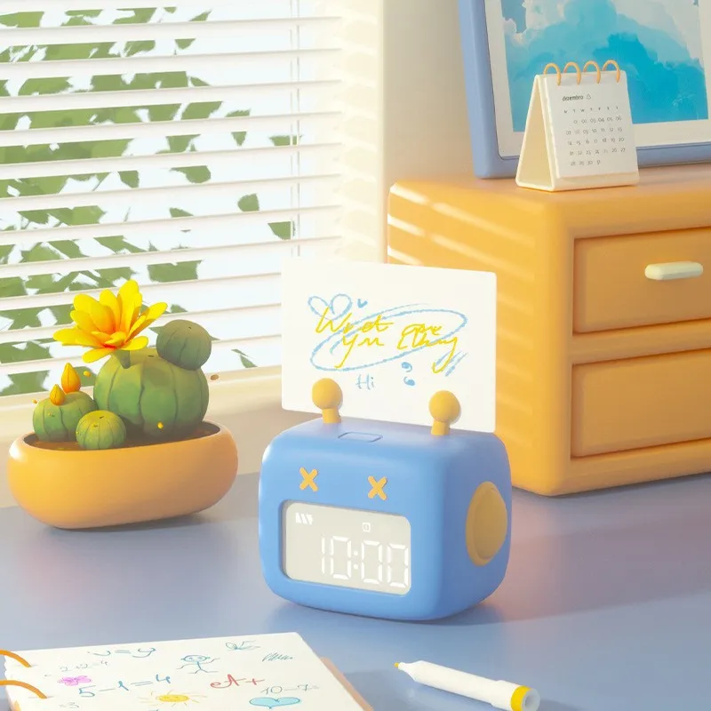 YIZHI Cartoon Robot Alarm Clock Children Student Multifunctional Time Management Mini Program Digital Alarm Clock Timer for Kids