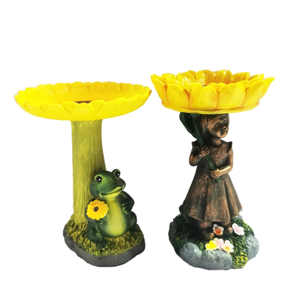 Resin Crafts Personalized  Animal Sculptures Art Wild Bird Feeder Bath Bowl For Garden Outdoor Ornament