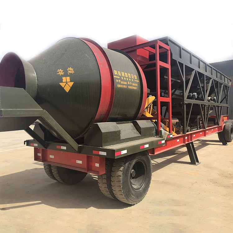 Small Capacity Mini Mobile Concrete Batching Mix Plant 25m3 30m3 50m3 60m3 with drum mixer