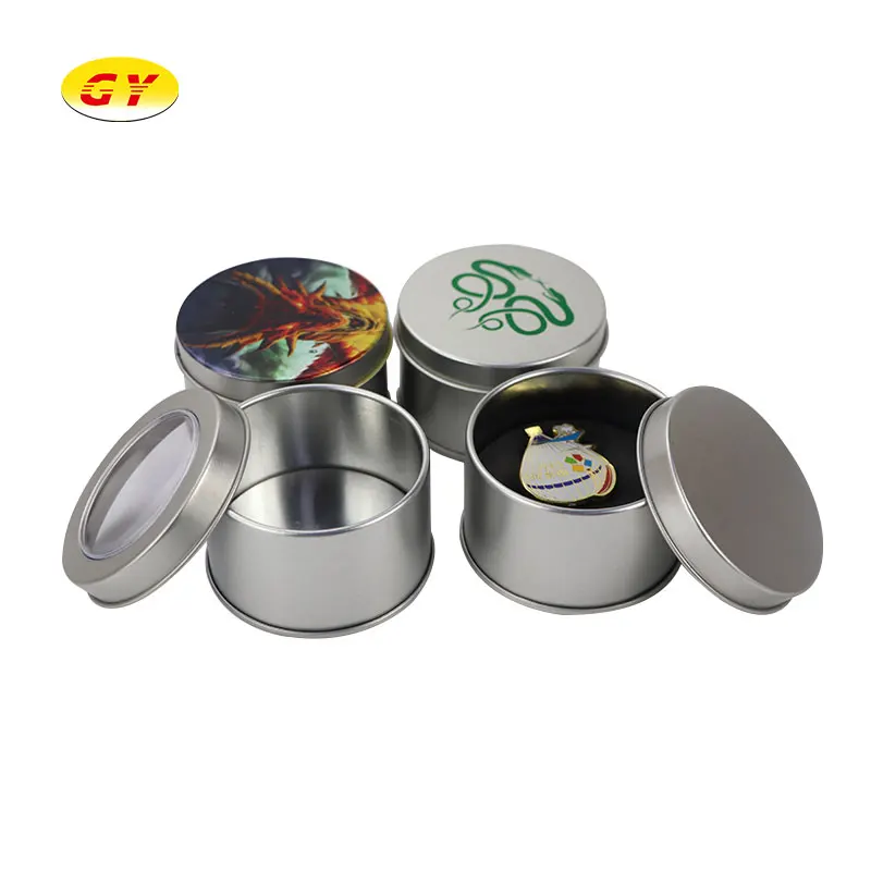 Round badge tin box packaging cookie cookie metal can cartoon pattern candy baking packaging chocolate packaging tin can