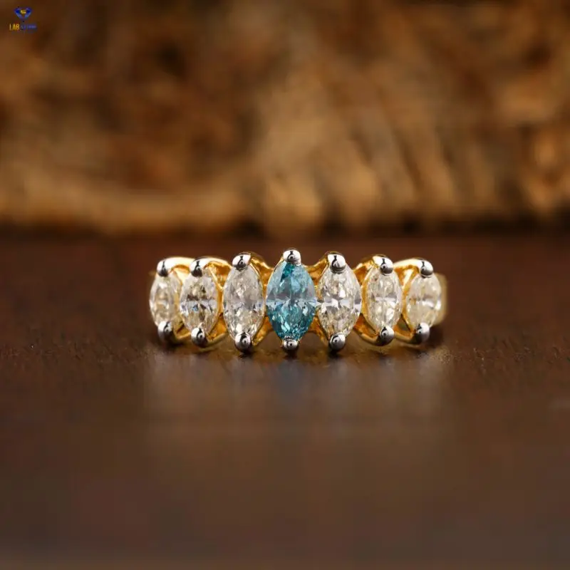 1 40 TDW F.B.Marquise бриллиантовое кольцо 18K желтое золото алмаз HPHT/Cvd Алмазный лабораторный камень ювелирные