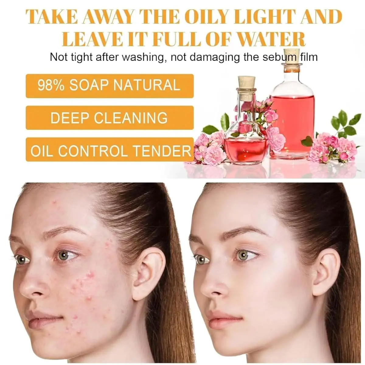 Natural Anti Acne Oil Control SkinCare Deep Cleansing Turmeric Cleansing Repair Face Wash Anti Acne Facial Cleanser