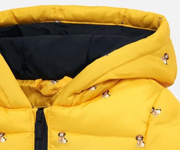 Quilted bandana shoulder denim  puffer genuine leather girls padding jacket