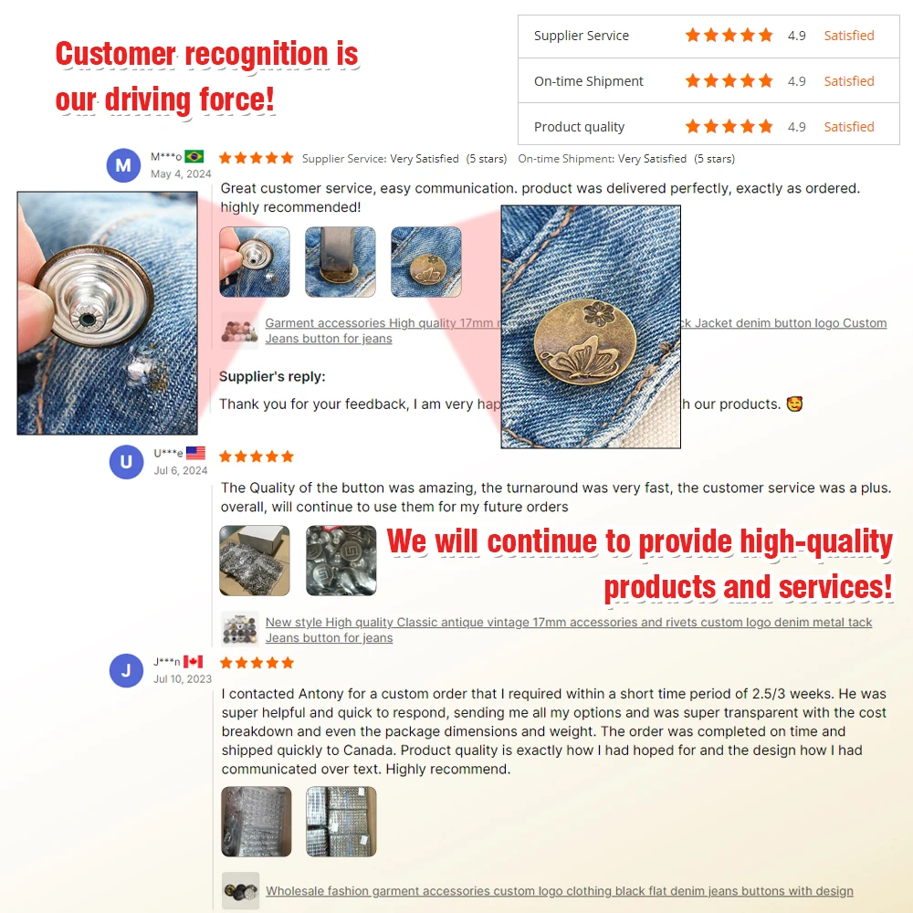 Custom engraved  brand stainless steel copper iron brass metal silver rivet and denim clothes jacket jean button for jeans denim