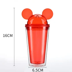 Wholesale cute mouse ear tumbler Plastic water bottle Christmas mickey mouse cup with Dome Lid