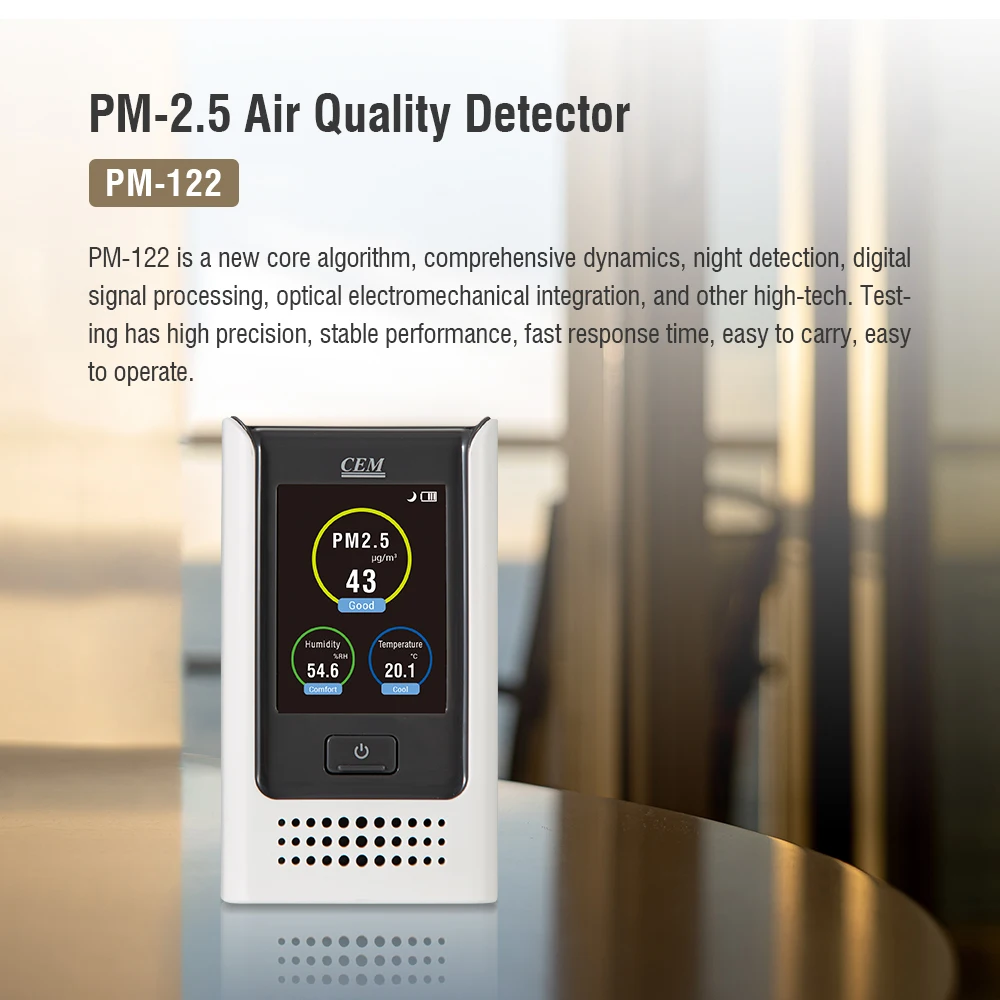 
 CEM PM-122 PM2.5 портативный датчик качества воздуха мониторинг PM2.5/PM10 для ношения в помещении загрязнения воздуха счетчик частиц  