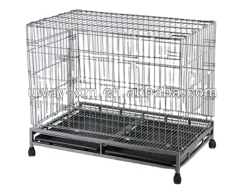 Large foldable wire cage for dogs with wheels
