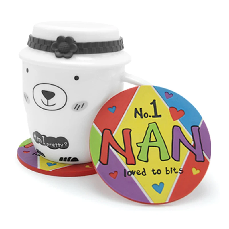Custom Design Pvc Silicone Coasters Cute Cartoon Coffee Cup Pad Rubber Soft Pvc Silicone Cup Coaster