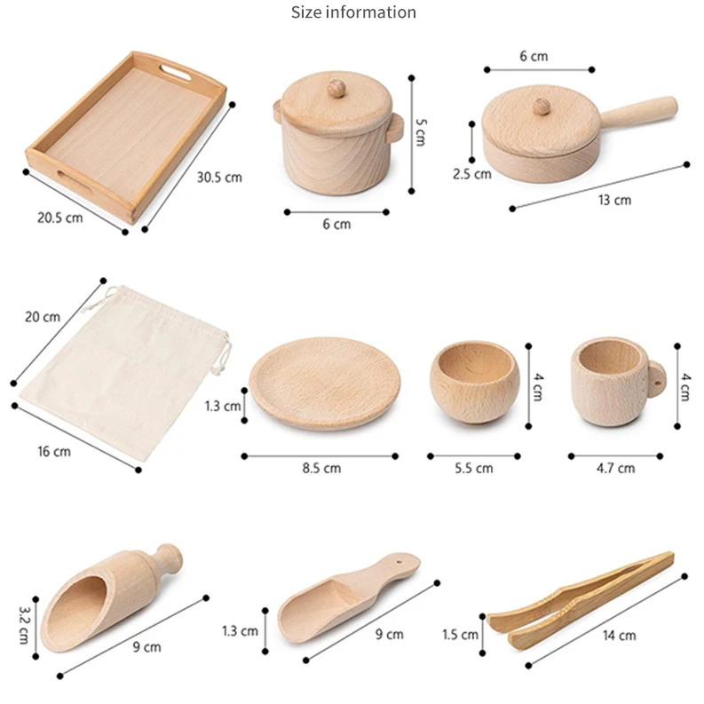 Toddler Montessori Waldorf Toys 9 Pieces Wooden Dish and Scoops Tongs Transfer Work Fine Motor Learning Sensory Bin Tools