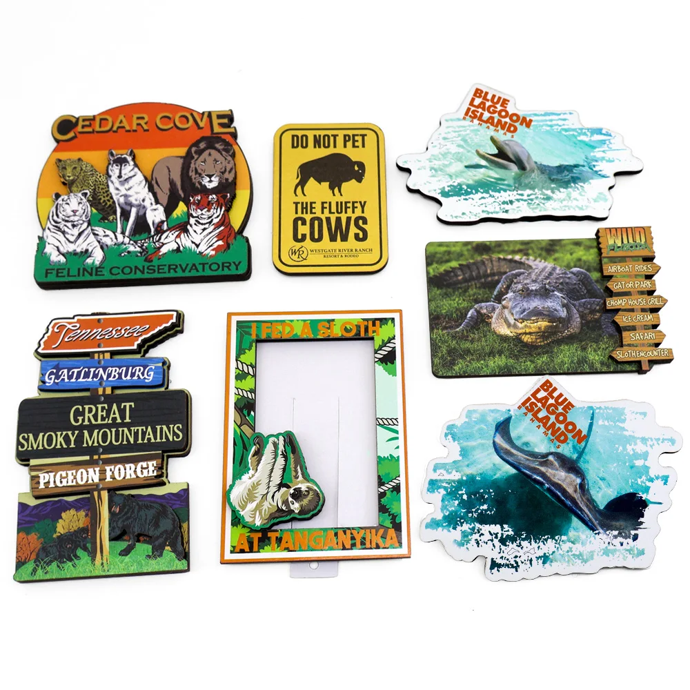 Custom Printing Wood Fridge Magnets Refrigerator Scenery Photo Souvenir Custom Size Mdf Wooden Fridge Magnet