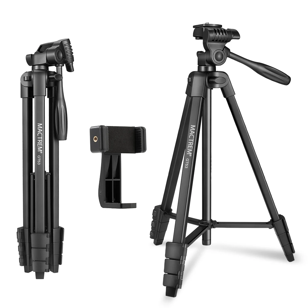 
Professional 360 Dslr 53 Inch Aluminum Camera Phone Tripod Stand Aluminum Tripod Wireless Remote Control Video 