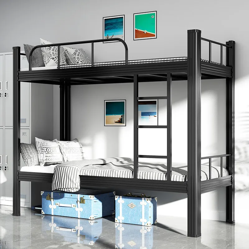 Knock-Down Double Decker Metal Bed Design For Adult Bedroom Dormitory Children Bunk Beds With Stairs