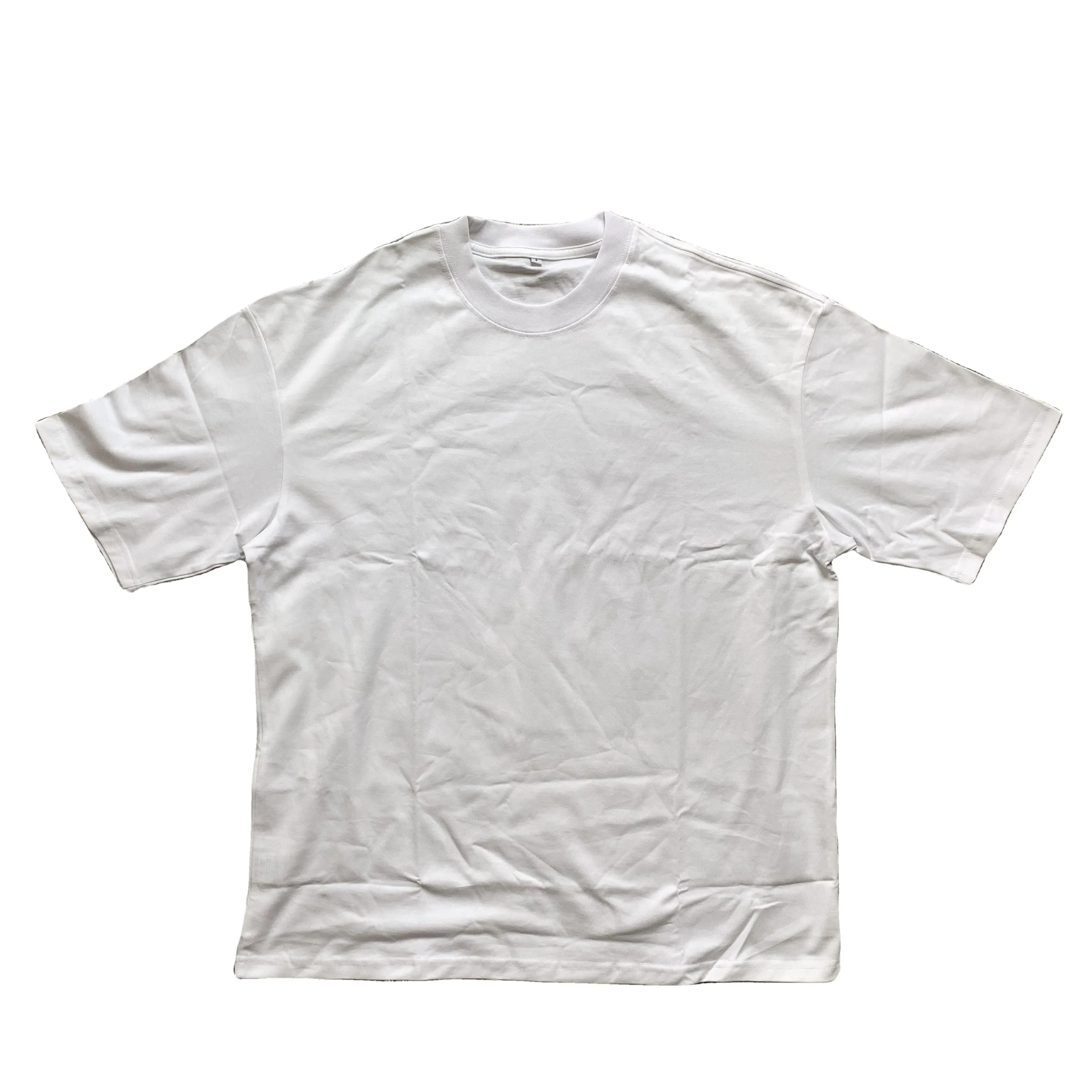 HiS HoS Muscle Fit Curved Hem White Cotton Logo Men T Shirt Casual Quantity Trend XXL thick fabric oversized men T shirts