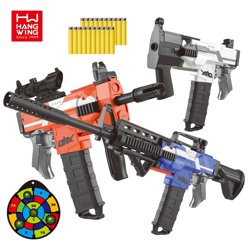 HW Children Outdoor Shooting Games Electric Solid Color Submachine Gun Rifle Soft Bullet with Sounds for Kids Toys Gifts